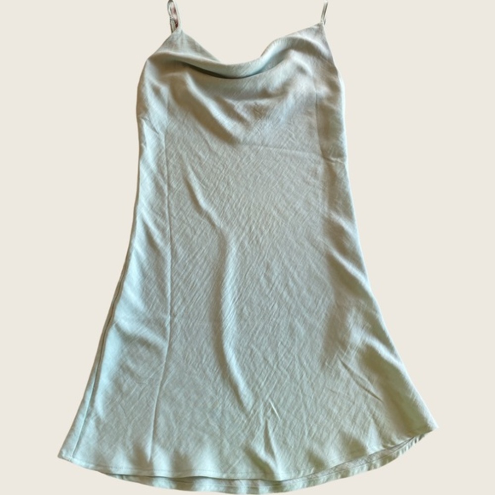 Forever 21 Silk Mini Dress Light Green, Small